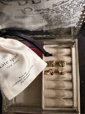 Kate Spade New York Gold Leopard 🐆 & Bees 🐝 Earrings Set-2 pair
